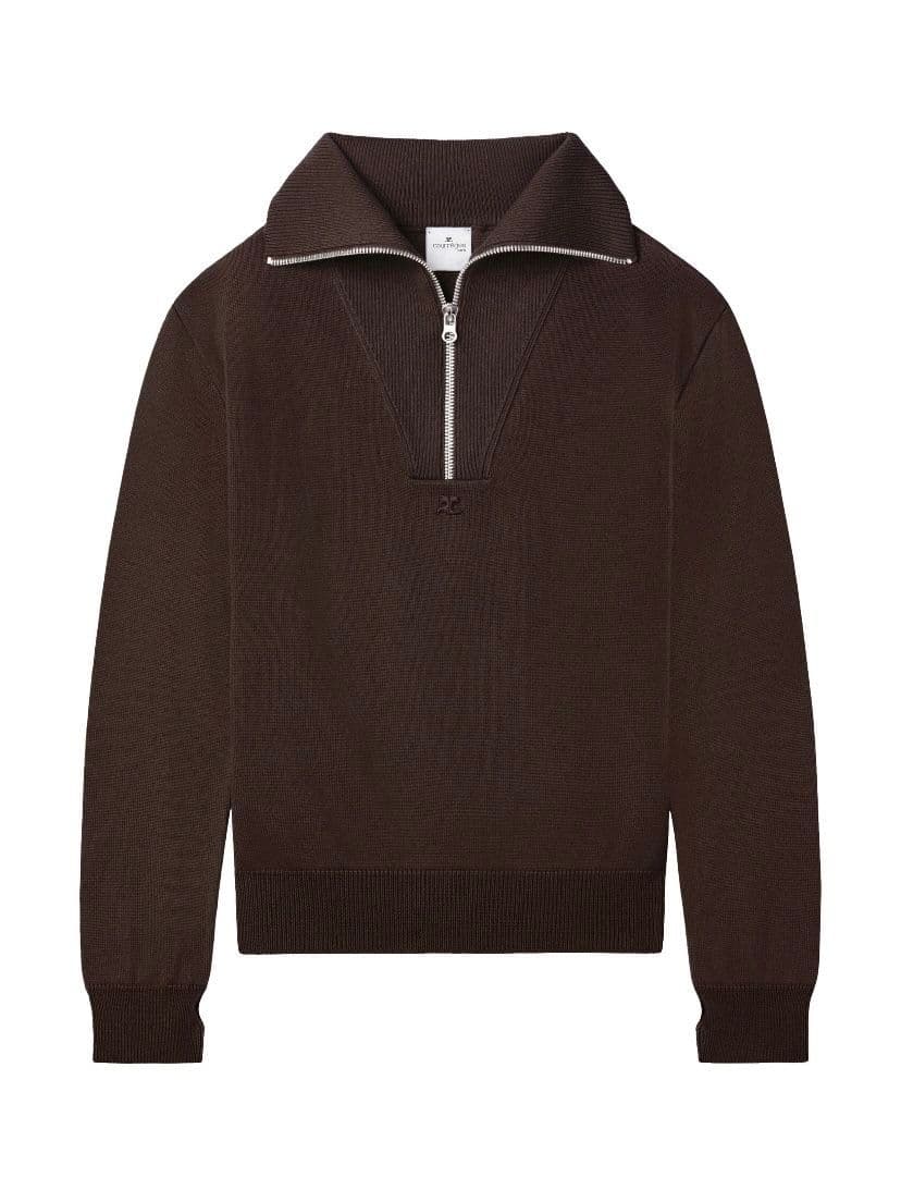 Espresso Ribbed Half-Zip Sweater (320GSM) — Vee Clothing Company