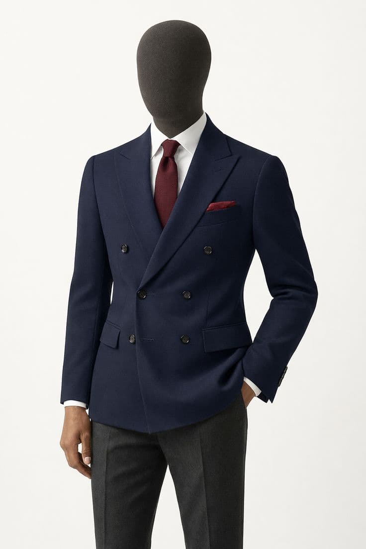 Midnight Navy Double-Breasted Blazer — Vee Clothing Company
