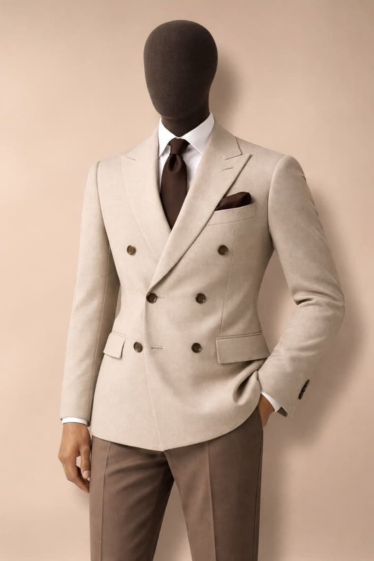 Alabaster Suede Double-Breasted Blazer — Vee Clothing Company