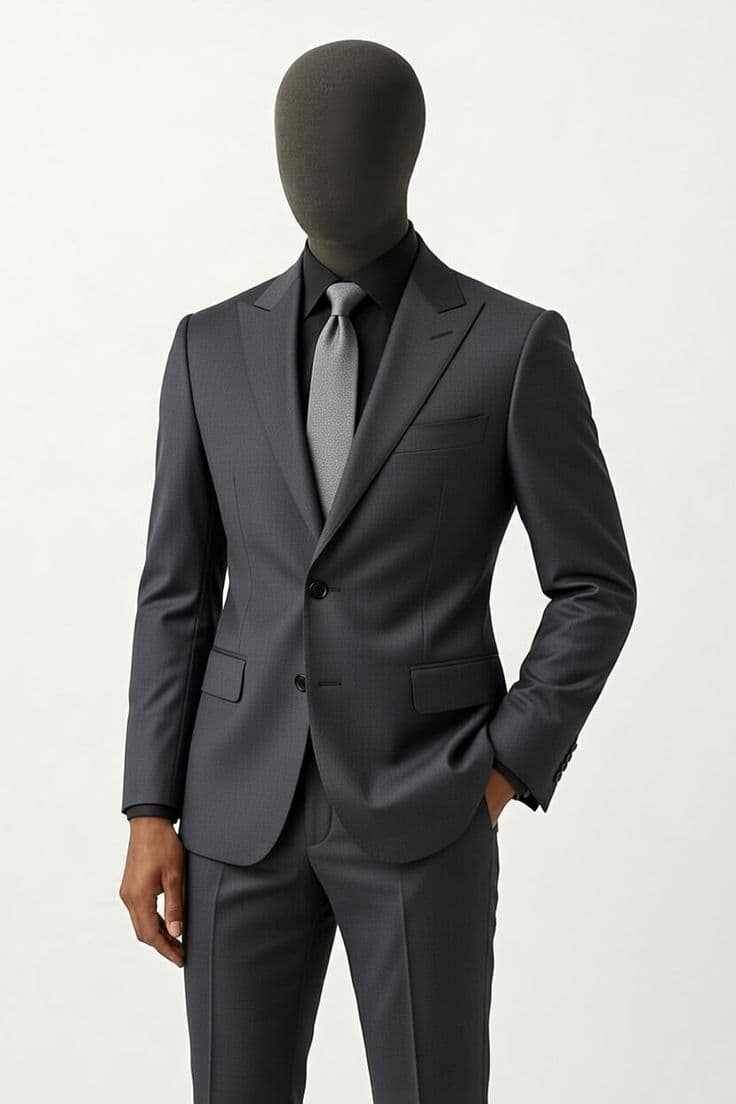 Charcoal Micro-Texture Single-Breasted Suit