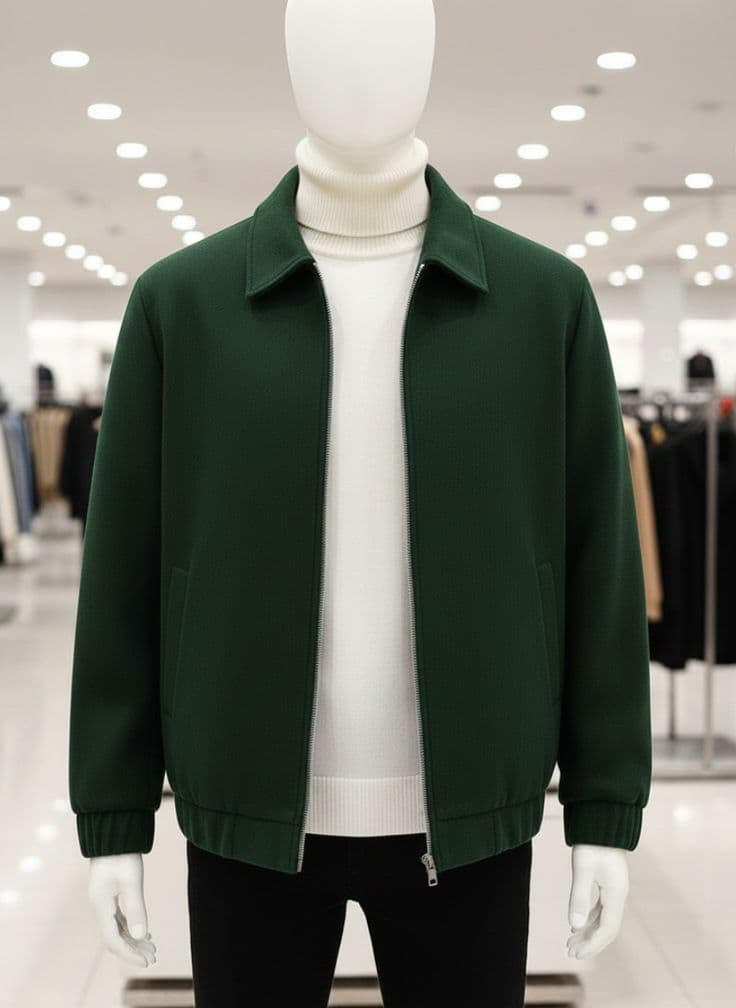 Emerald Tech-Wool Bomber Jacket — Vee Clothing Company