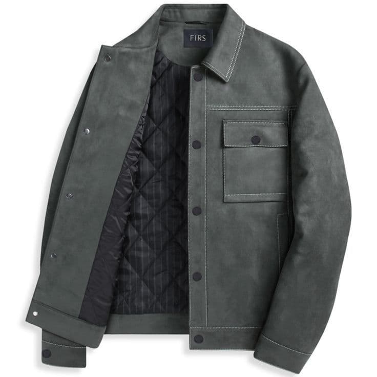 Graphite Faux-Suede Field Shell