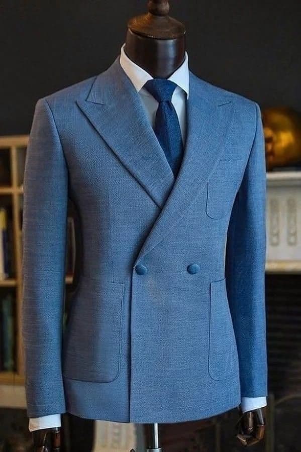 Slate Hopsack Double-Breasted Blazer — Vee Clothing Company