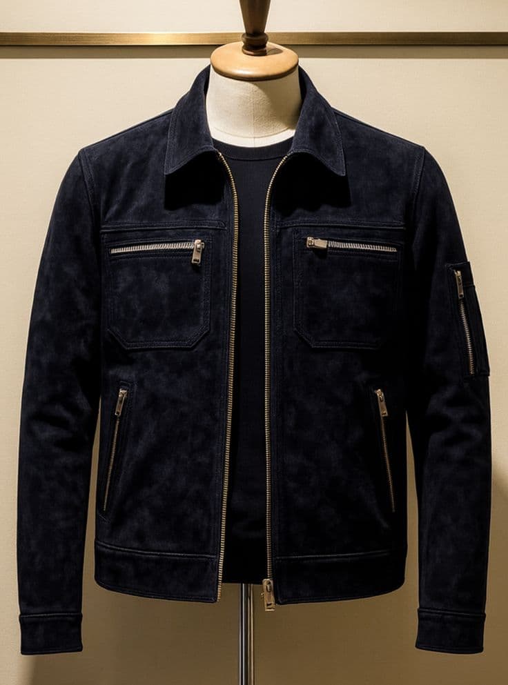 Obsidian Suede Moto-Trucker Jacket — Vee Clothing Company