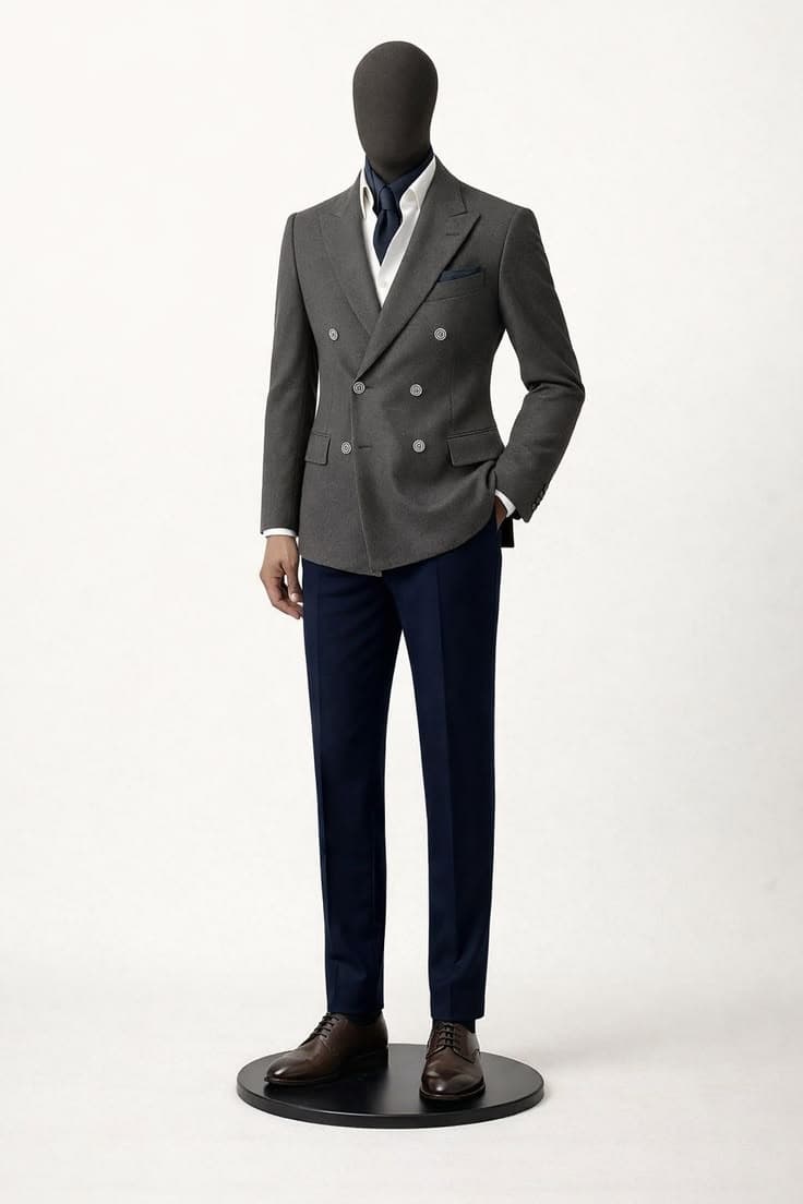 Graphite Wool Double-Breasted Blazer — Vee Clothing Company