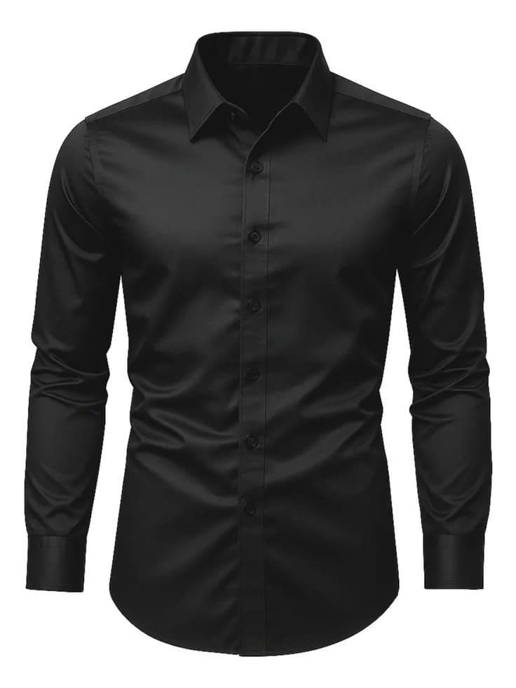 Obsidian Black Slim-Fit Dress Shirt — Vee Clothing Company