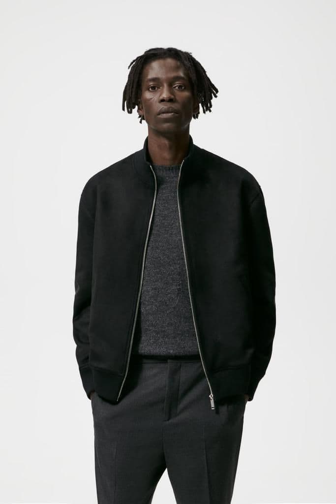 Midnight Faux-Suede Bomber