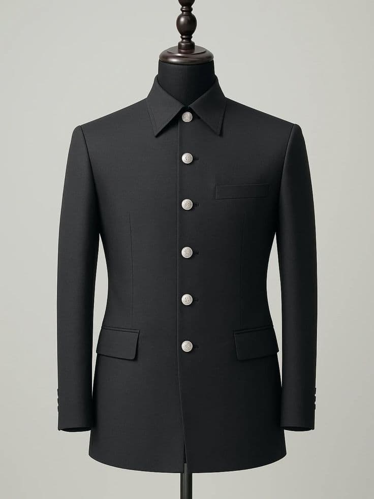 Onyx Architectural Mandarin Jacket — Vee Clothing Company